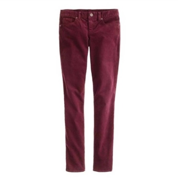 J. Crew Toothpick Corduroy Ankle Pants Burgundy - Picture 2 of 12